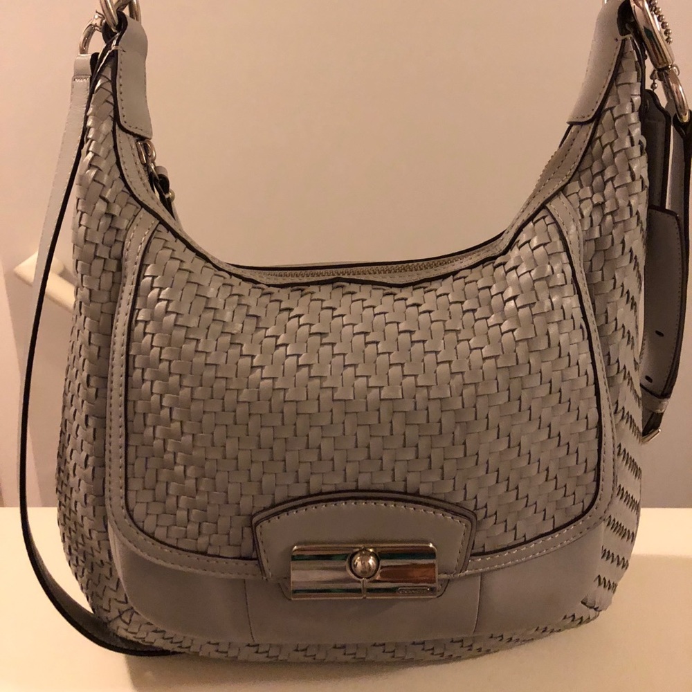 Coach grey leather crossbody bag